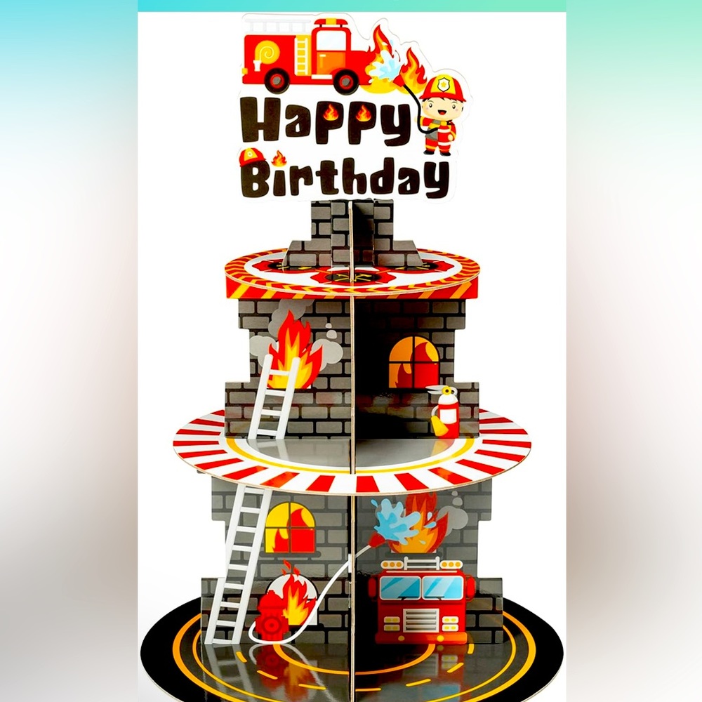Firefighter Party Decoration Cupcake Stand 3 Tier